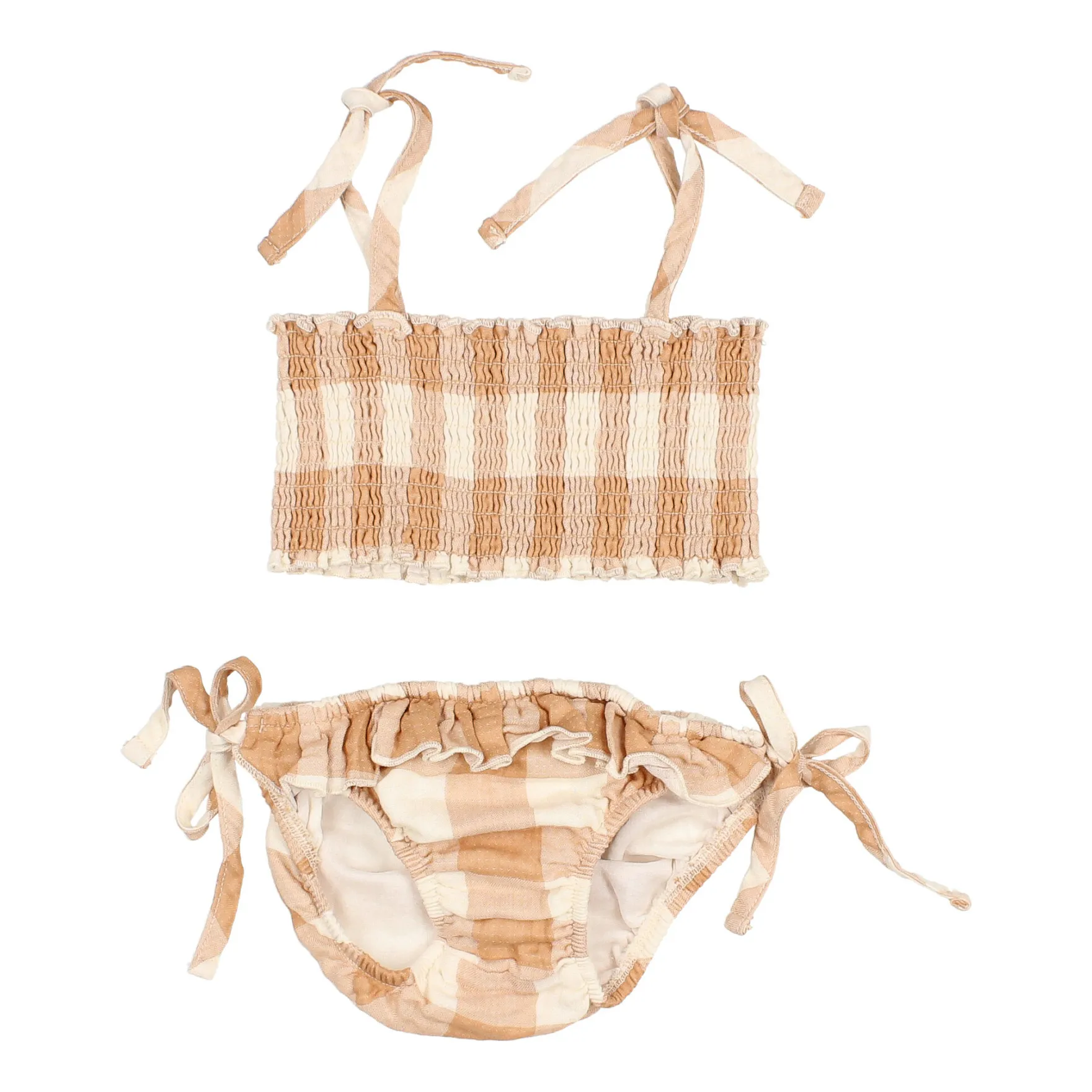 B Ho Responsible Cotton Gauze Check Bikini Ecru Smallable