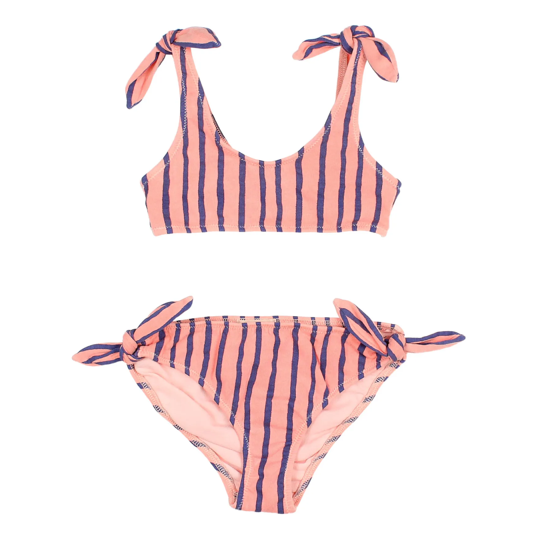 Búho Organic Cotton Striped Bikini Pink Smallable