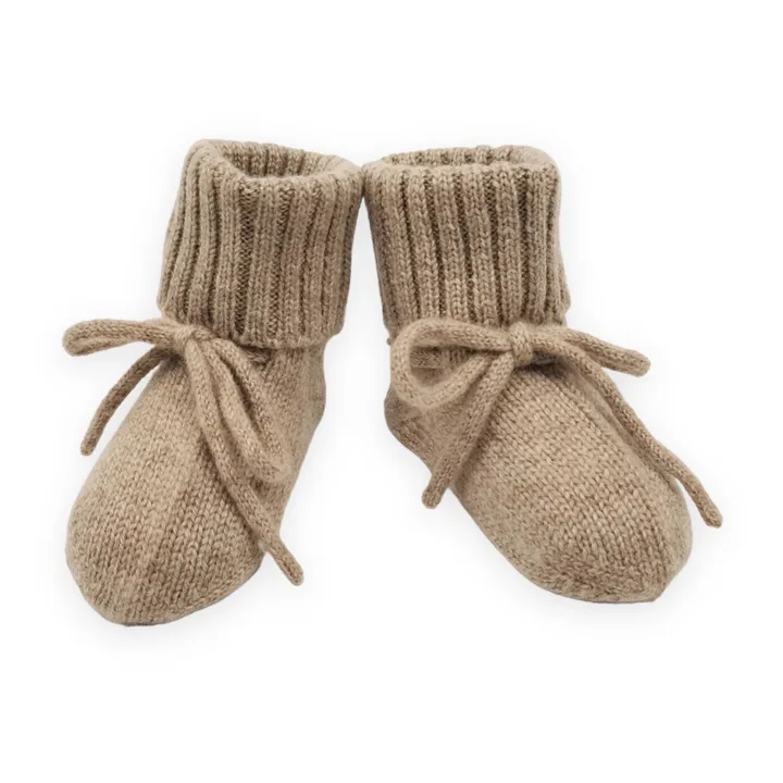 Organic Cashmere Fold Down Slippers | Camel- Product image n°0