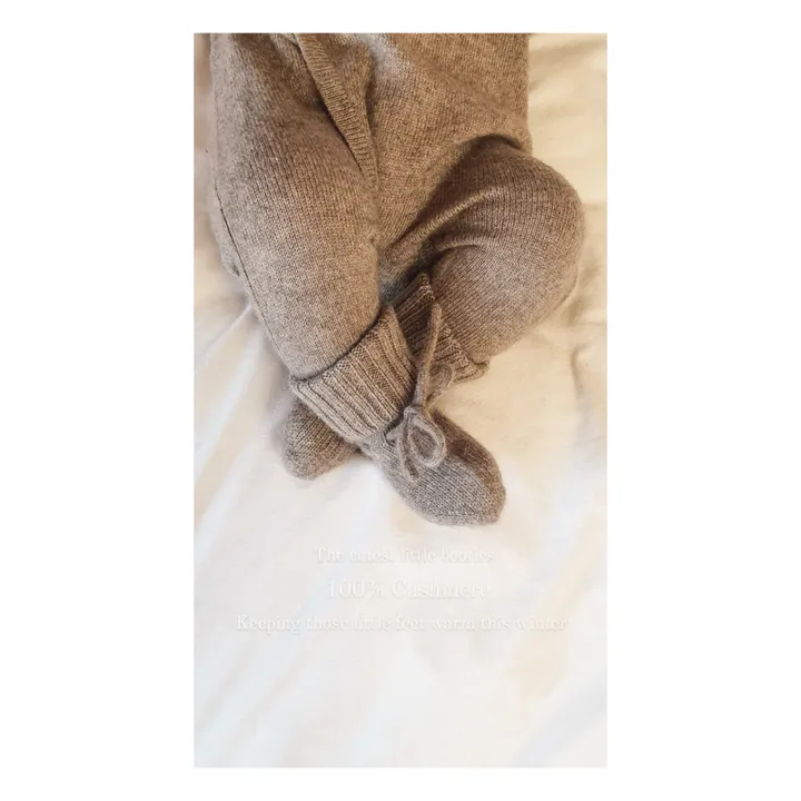 Organic Cashmere Fold Down Slippers | Camel- Product image n°1