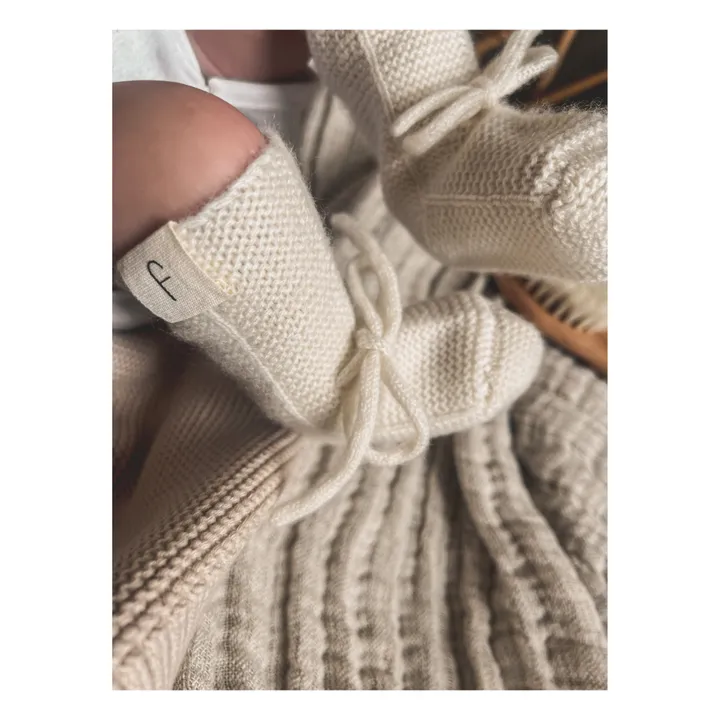 Babyschuhe Strick aus Bio-Baumwolle | Elfenbeinfarben- Produktbild Nr. 3