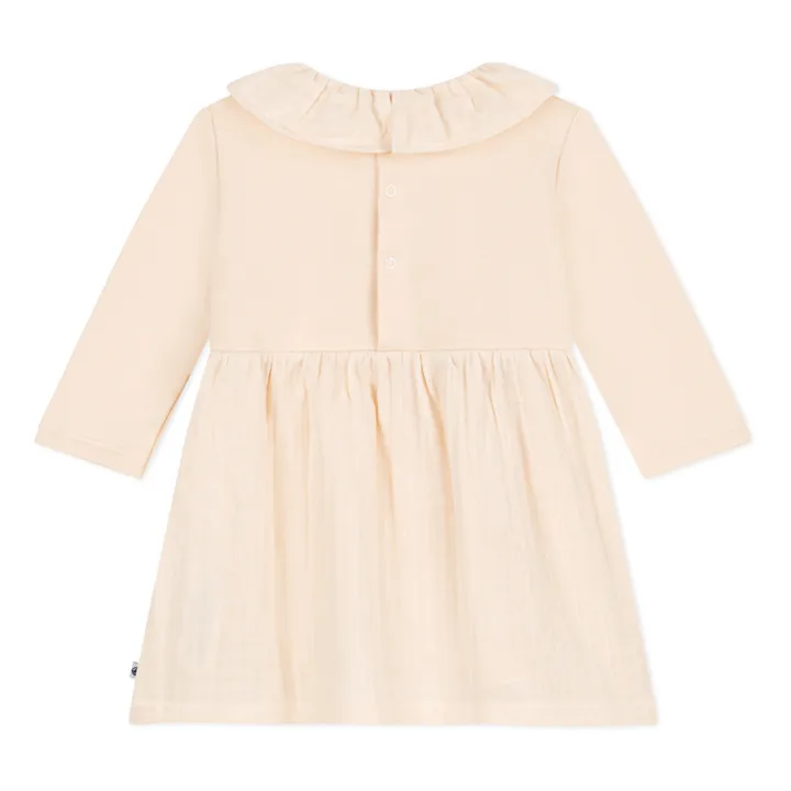Cotton Gauze and Fleece Dress | Ecru- Product image n°2
