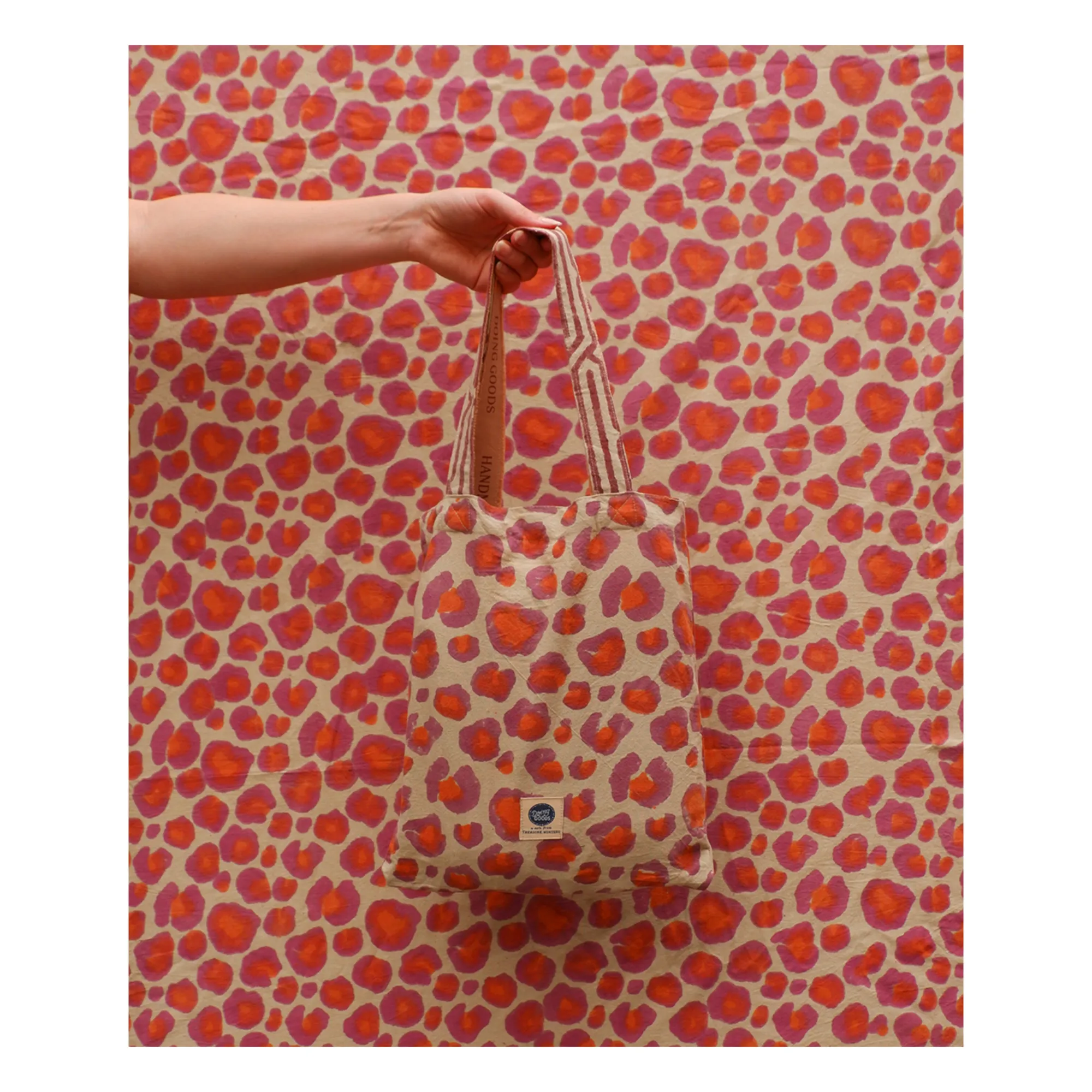 Plaid Léopard rose et totebag en coton | Rose- Image produit n°8