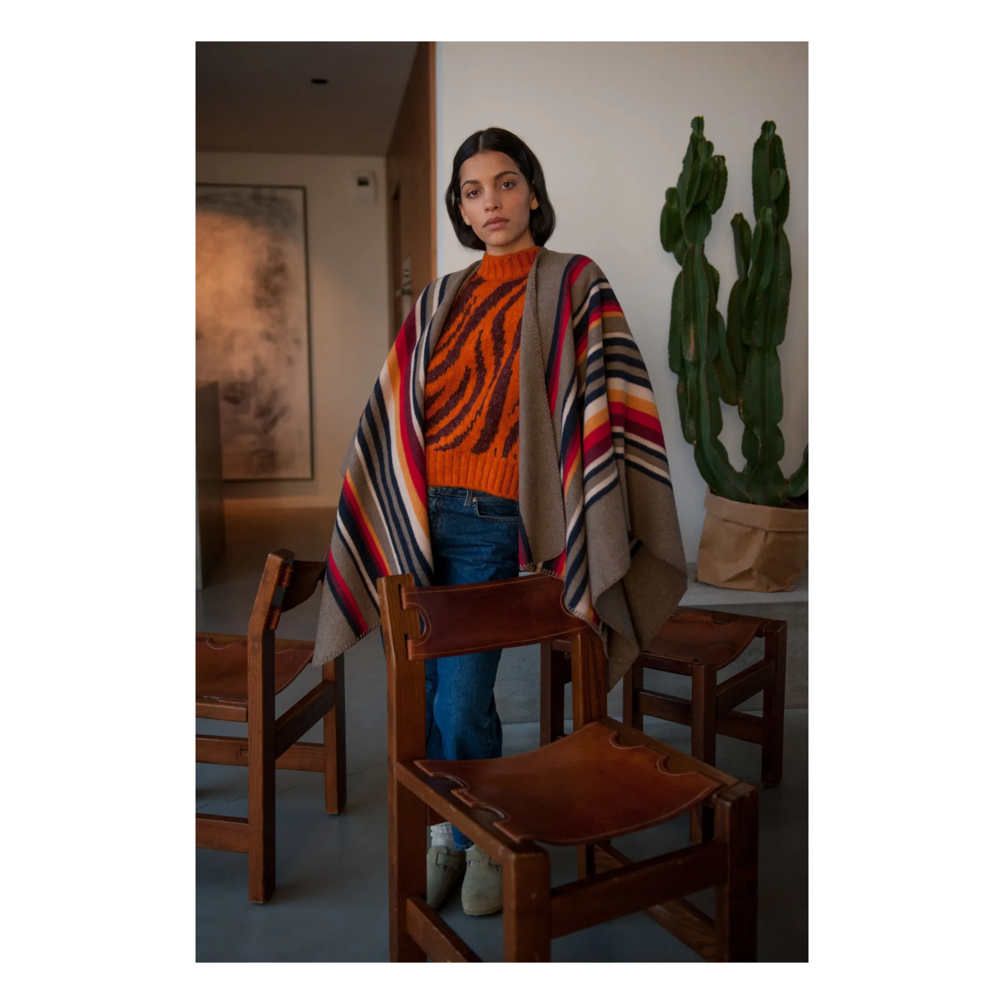 Cape Apache Laine Recyclée | Taupe- Image produit n°1