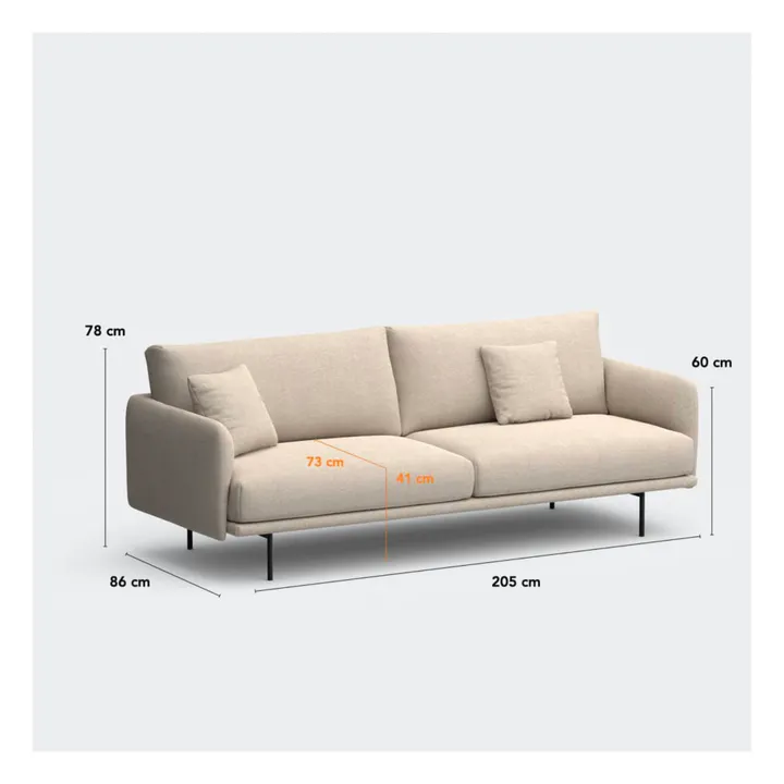 Canapé 3 places Isly en velours gratté - 205 cm | Cognac- Image produit n°5