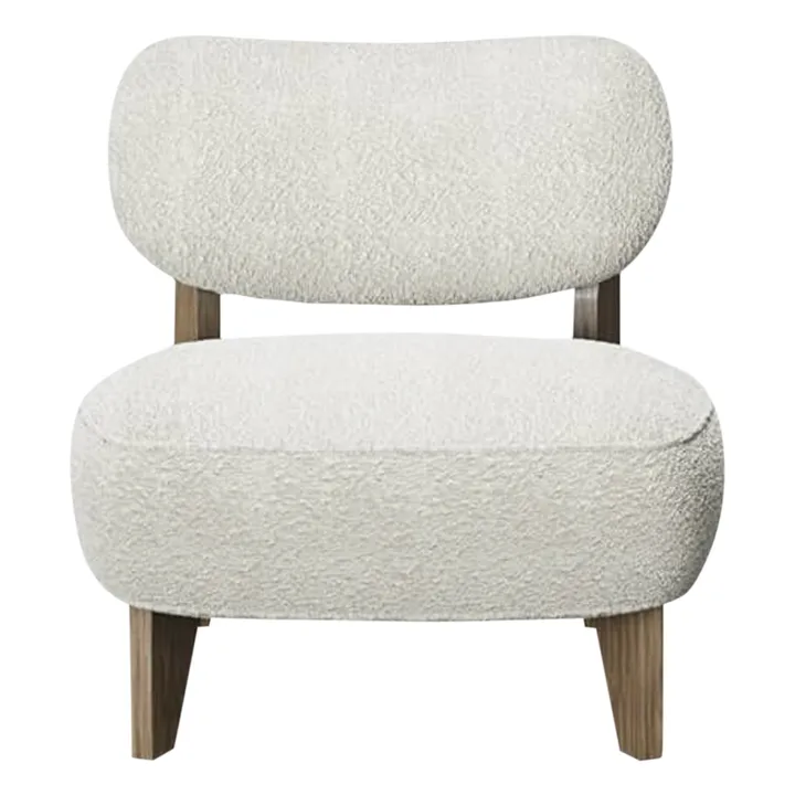 Fauteuil Nicolo en bouclette et chêne fumé - 65 cm | Off-White- Image produit n°0