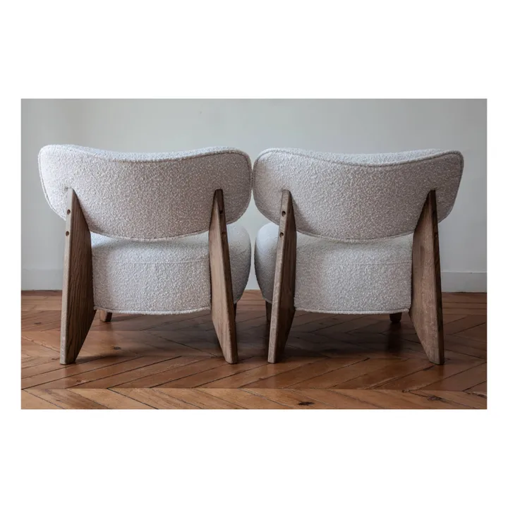 Fauteuil Nicolo en bouclette et chêne fumé - 65 cm | Off-White- Image produit n°5