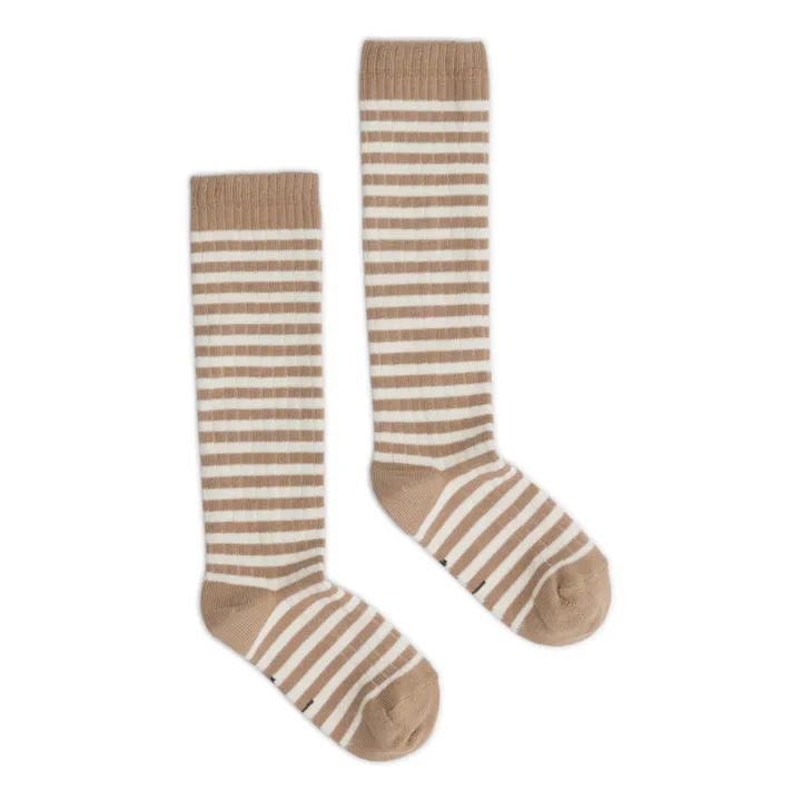 Calzini a righe in cotone biologico | Beige- Immagine del prodotto n°0