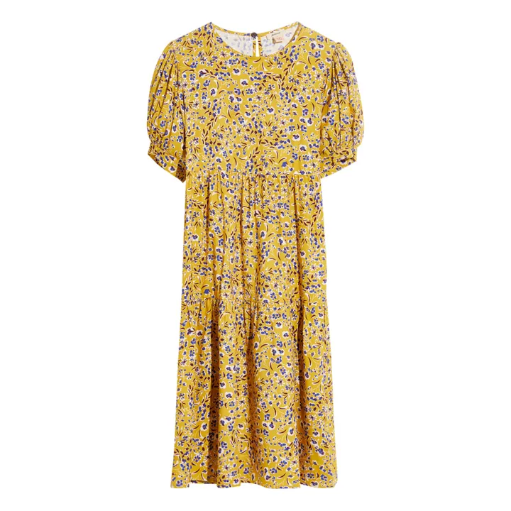 Robe Atomic Volants Imprimé | Jaune moutarde- Image produit n°0