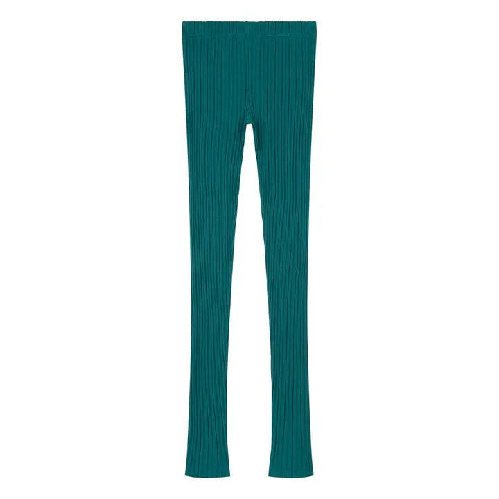 Women's Ribbed Organic Cotton Legging | Chrome green- Product image n°2