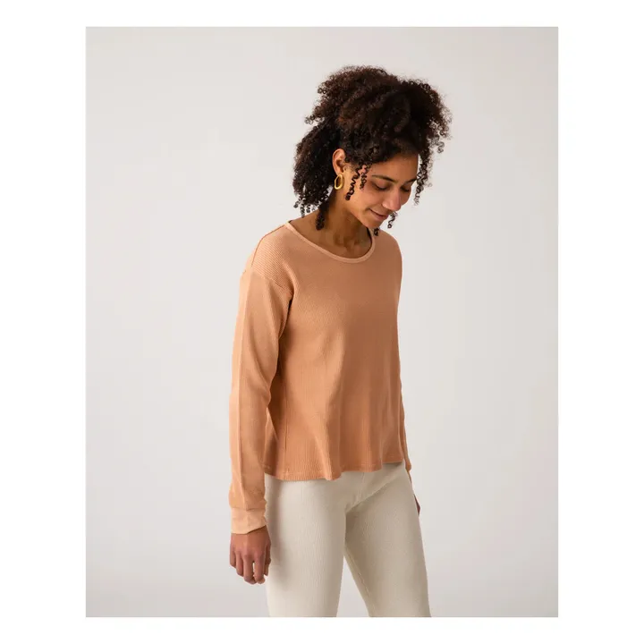 T-Shirt Côtelé Coton Bio - Collection Femme | Terracotta- Image produit n°2