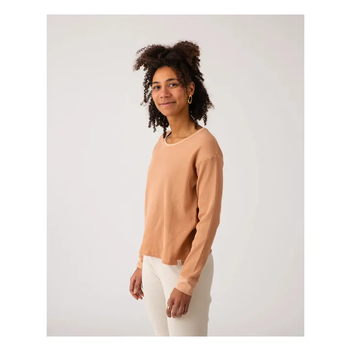 T-Shirt Côtelé Coton Bio - Collection Femme | Terracotta- Image produit n°1
