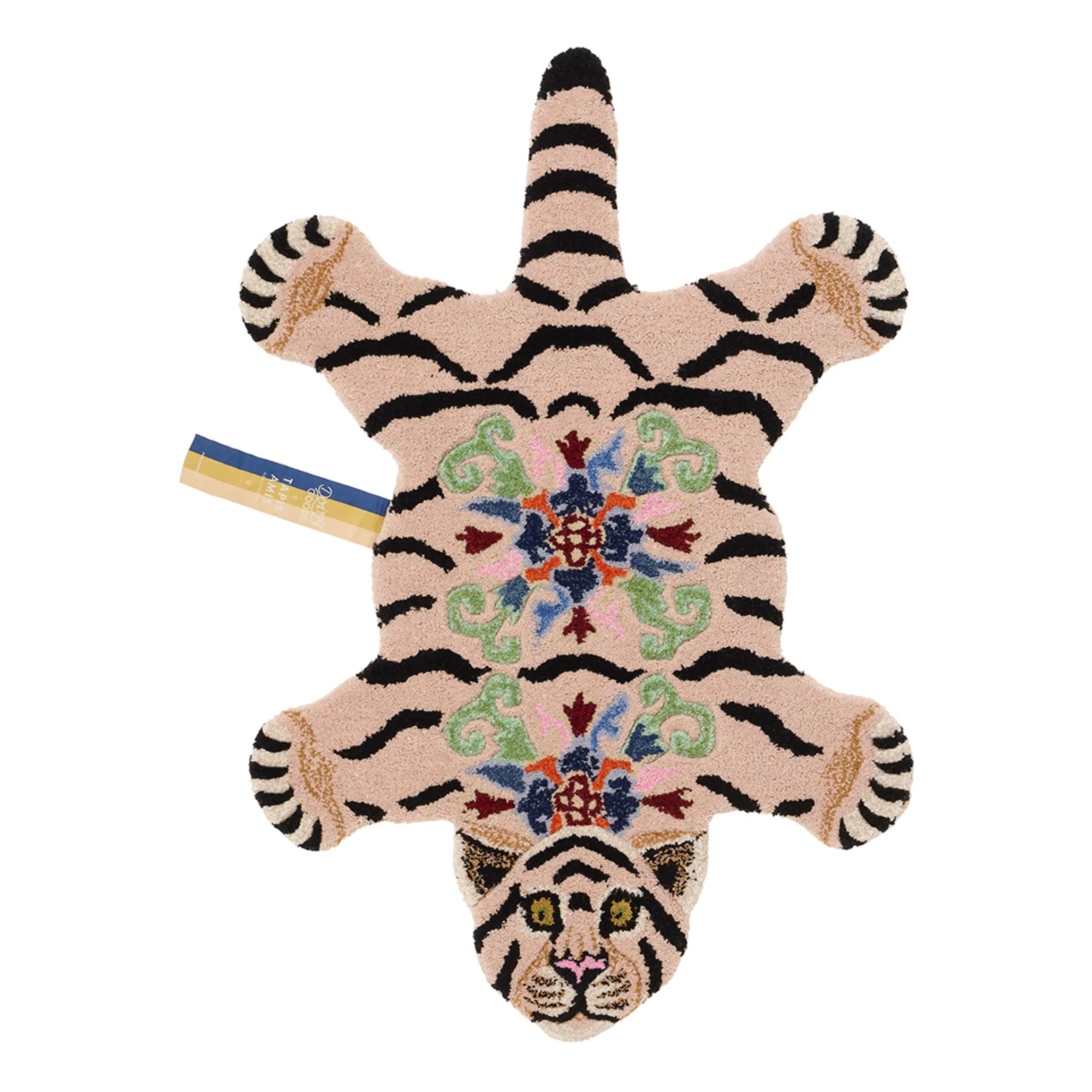 Tapis tigre Mahee Majestic en laine | Rose pêche- Image produit n°0