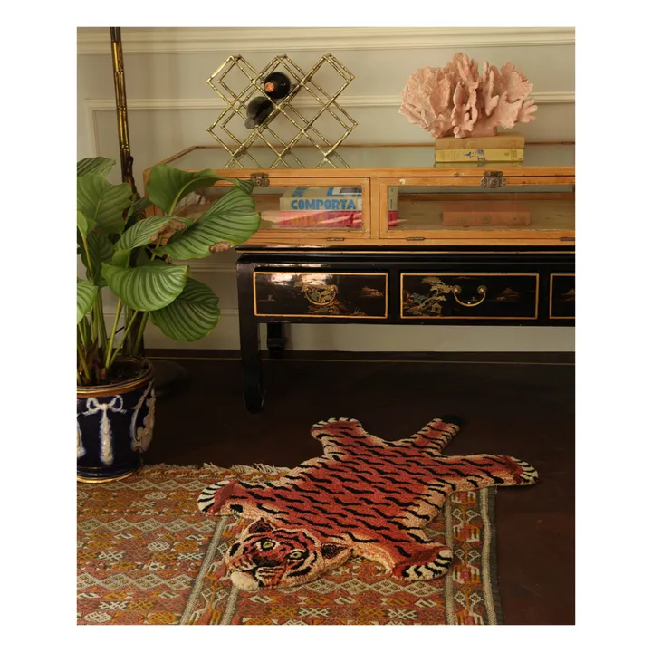 Tapis tigre Tula Wise en laine | Rouge- Image produit n°1