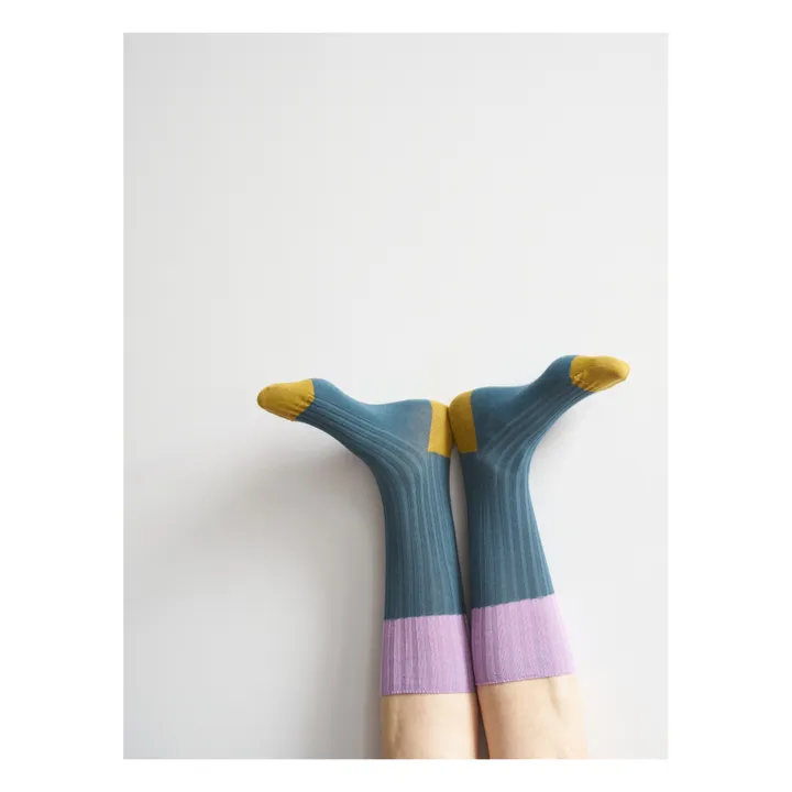 Chaussette Yvette | Bleu canard- Image produit n°1