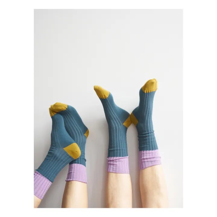 Chaussette Yvette | Bleu canard- Image produit n°2
