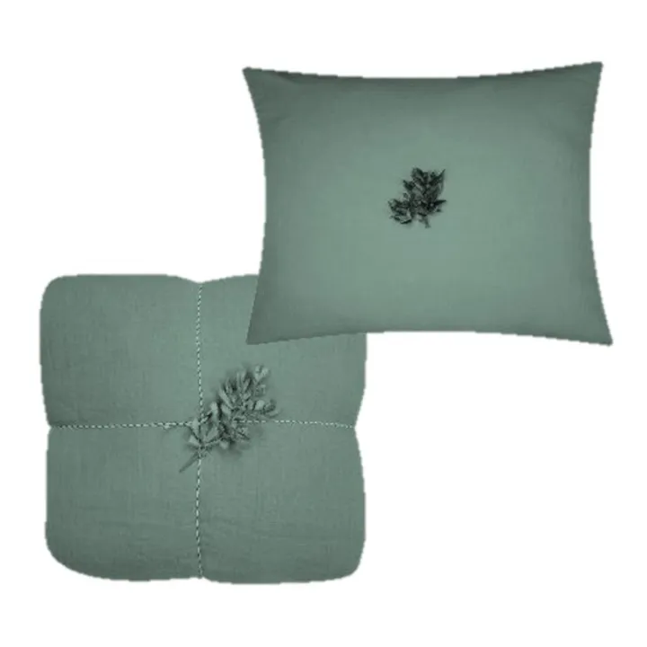 Parure de lit en gaze de coton bio | Vert Tilleul- Image produit n°0