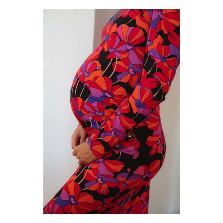 Robe de Grossesse Thelma Flower Power | Rouge- Image produit n°8