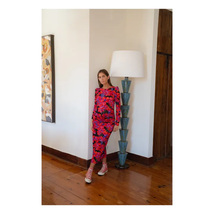 Robe de Grossesse Thelma Flower Power | Rouge- Image produit n°0