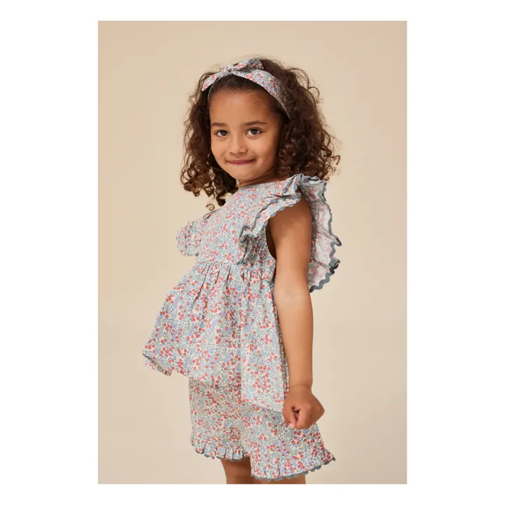 Bandeau Fleuri Coton Bio | Bleu- Image produit n°1