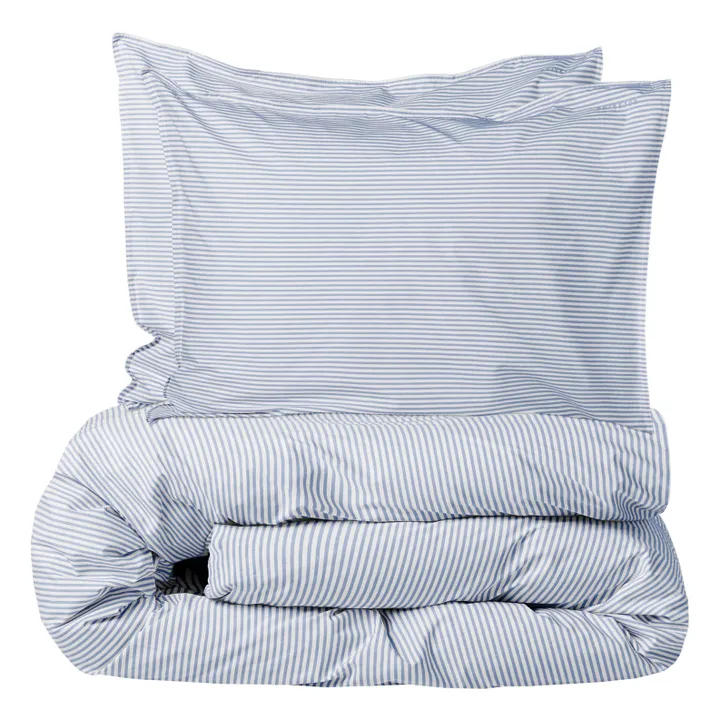 Housse de couette Striped en Coton Bio | Bleu- Image produit n°0