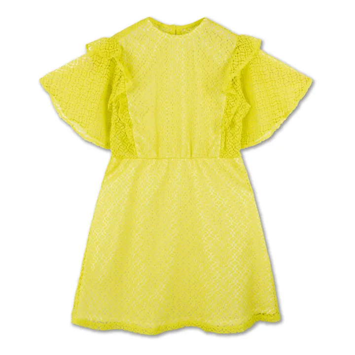 Robe Coton Bio Volant | Jaune- Image produit n°0