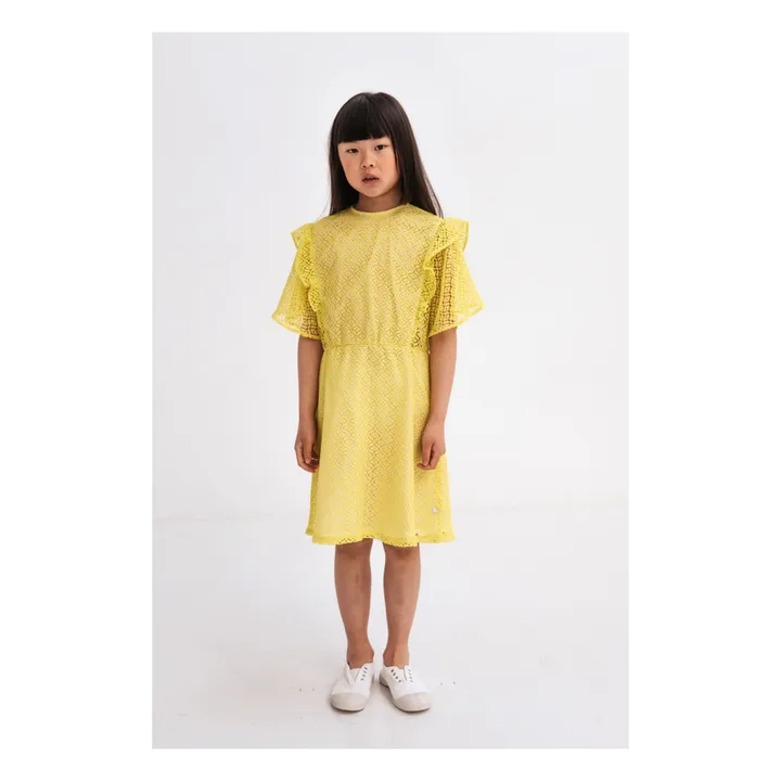 Robe Coton Bio Volant | Jaune- Image produit n°1