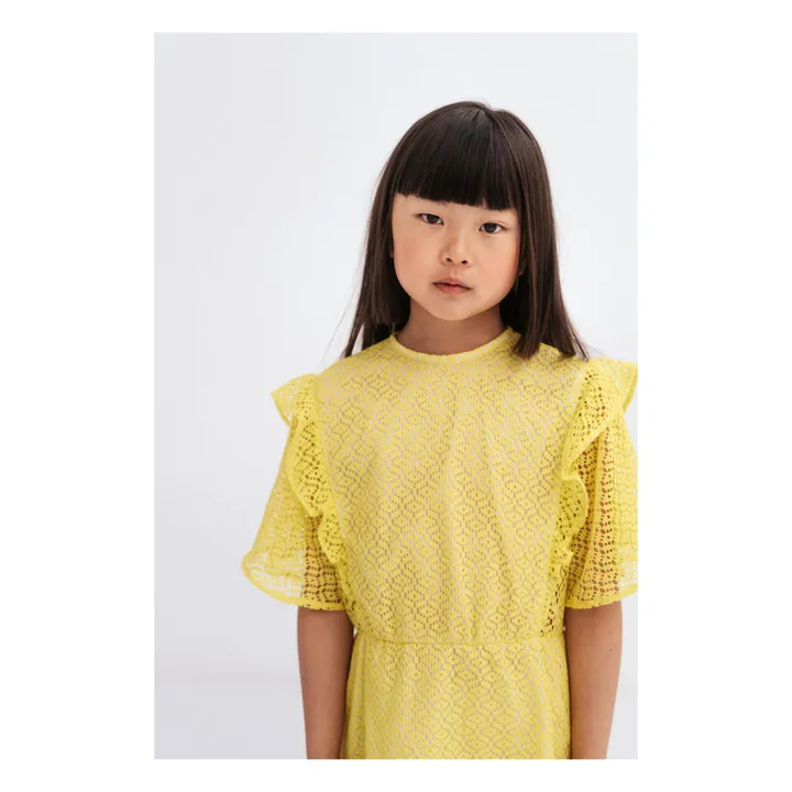 Robe Coton Bio Volant | Jaune- Image produit n°2