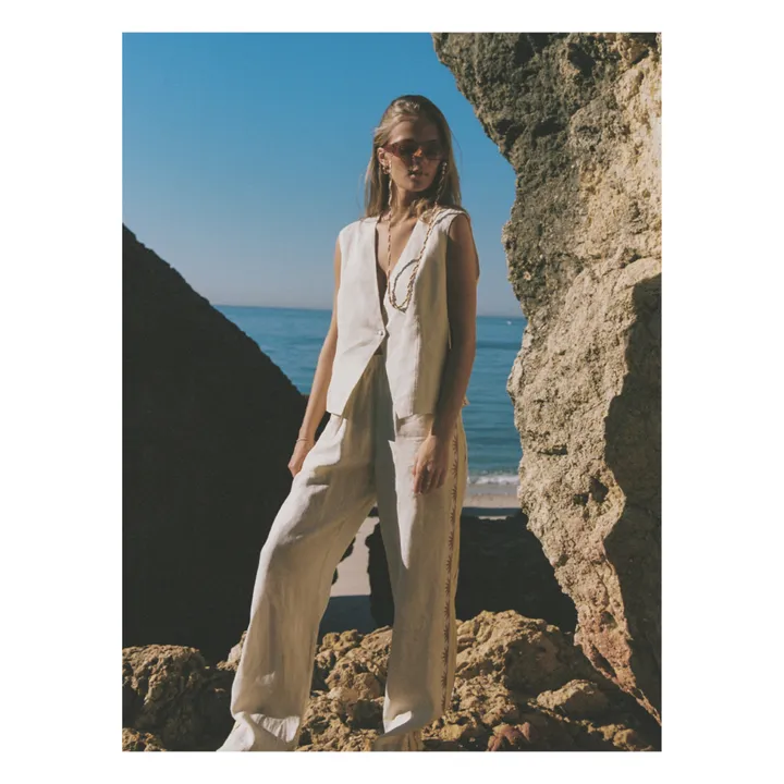 Top Ashton Broderies Lin | Ecru- Image produit n°1