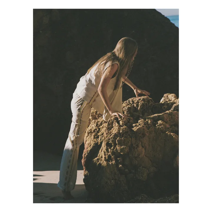 Pantalon Celine Broderies Lin | Ecru- Image produit n°4