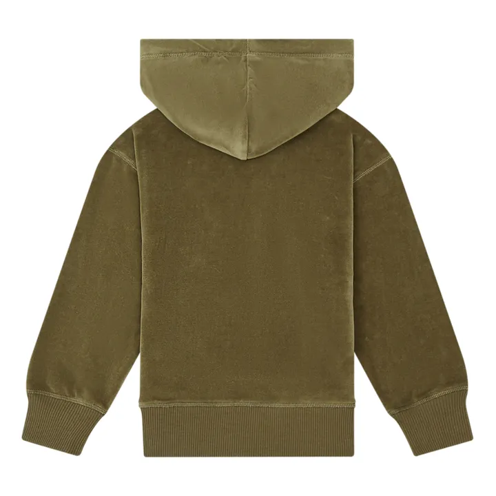 Hoodie en Velours Garçon | Vert kaki- Image produit n°2