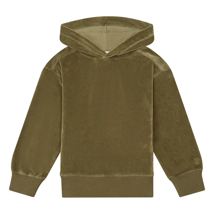 Hoodie en Velours Garçon | Vert kaki- Image produit n°0