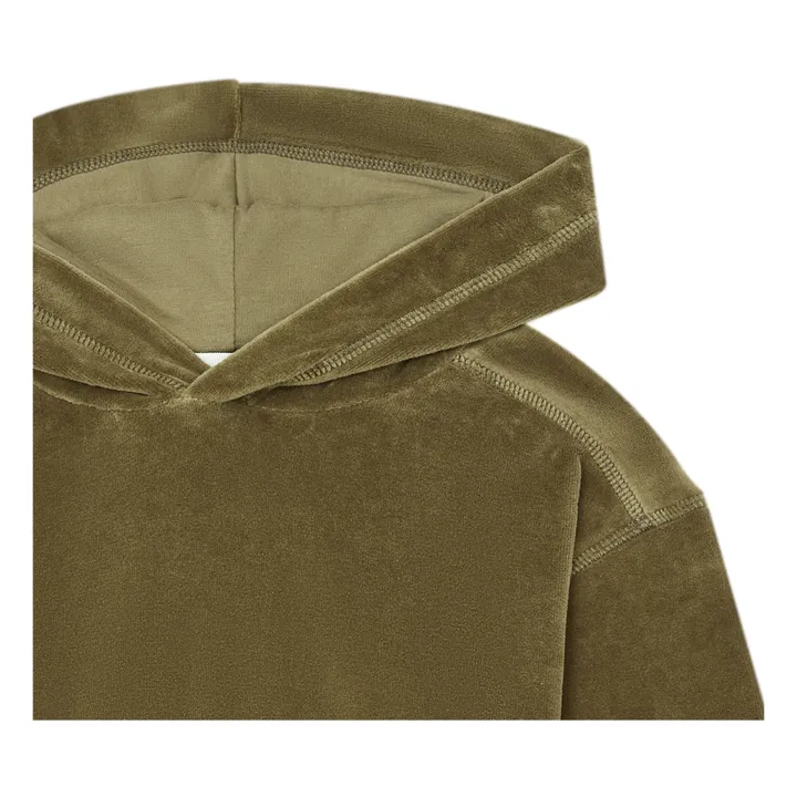 Hoodie en Velours Garçon | Vert kaki- Image produit n°1