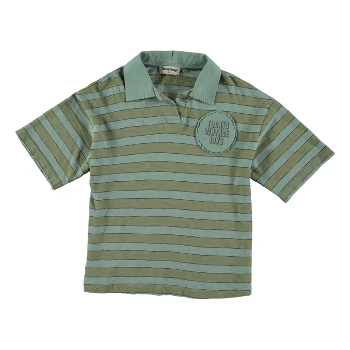 Polo Rayure Coton Bio | Vert- Image produit n°0