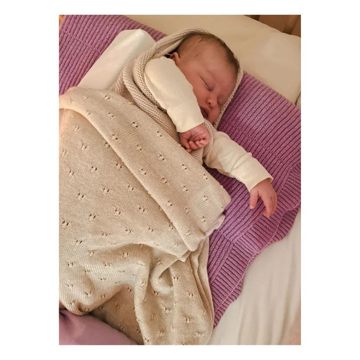 Couverture Bibi Pointelle Laine Mérinos | Crème- Image produit n°1