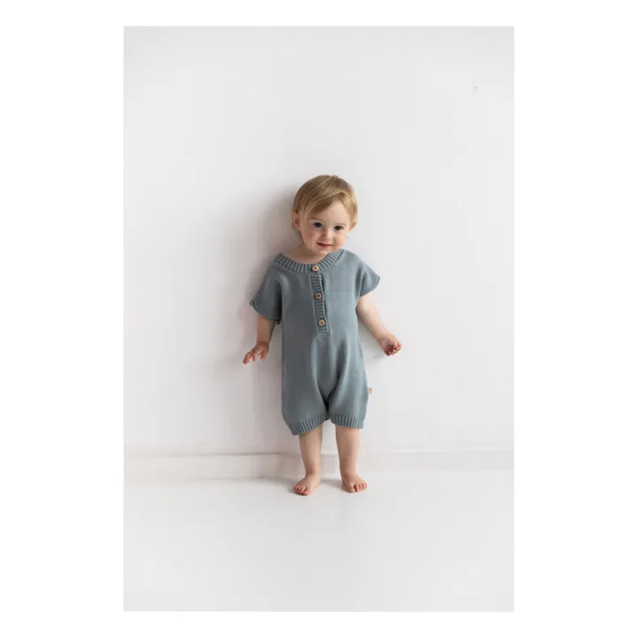 Combinaison Single Coton Bio | Bleu gris- Image produit n°1