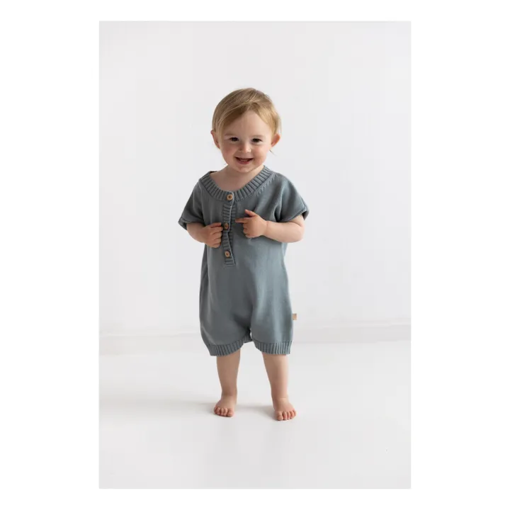 Combinaison Single Coton Bio | Bleu gris- Image produit n°2
