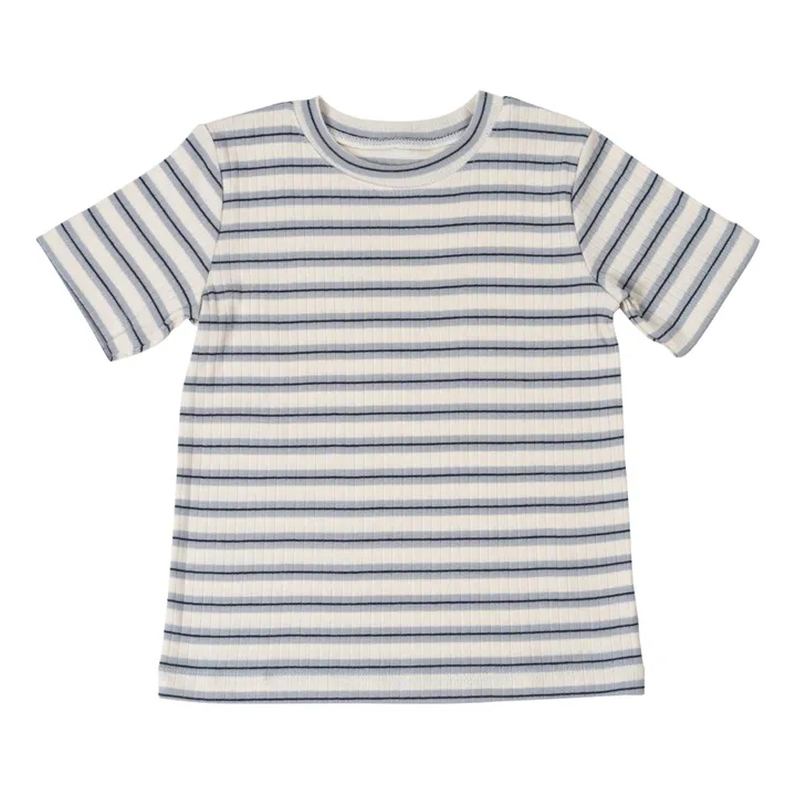 Camiseta de rayas de algodón ecológico Nirvana | Azul Marino- Imagen del producto n°0