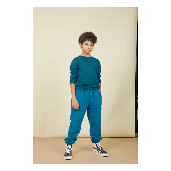 Jogging Slim Garçon Coton Bio | Bleu azur- Image produit n°1