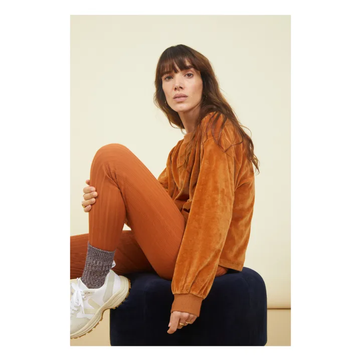 Legging Femme Côtelé Coton Bio | Noisette- Image produit n°3