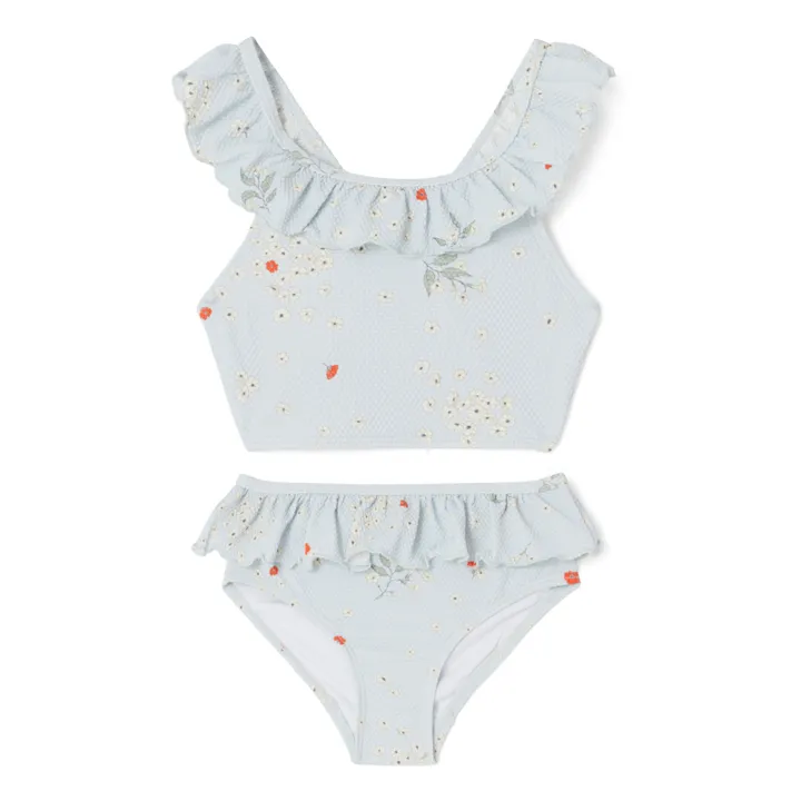 Maillot de Bain Fleuri Matières Recyclées | Bleu ciel- Image produit n°0