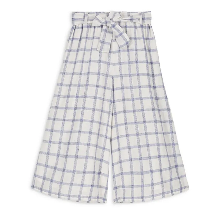 Jupe-culotte Amandine Carreaux | Bleu- Image produit n°0