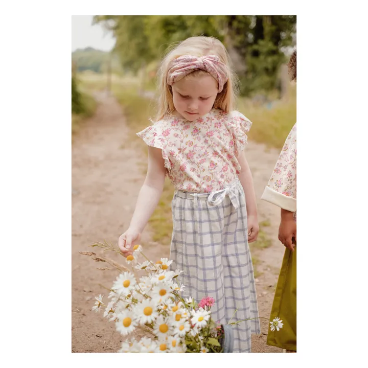 Jupe-culotte Amandine Carreaux | Bleu- Image produit n°3