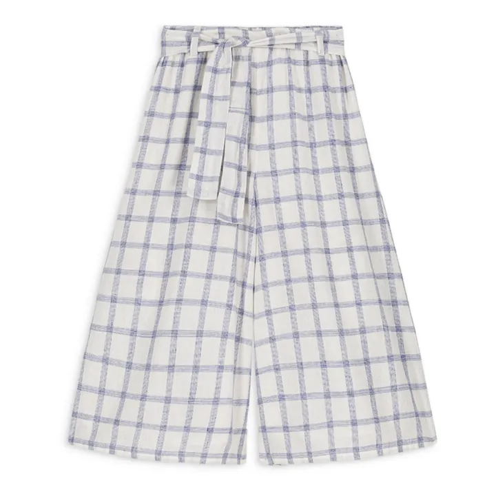 Jupe-culotte Amandine Carreaux | Bleu- Image produit n°4