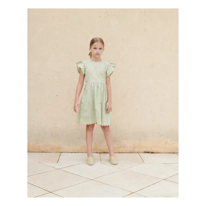 Robe à Carreaux Pipa | Vert amande- Image produit n°1
