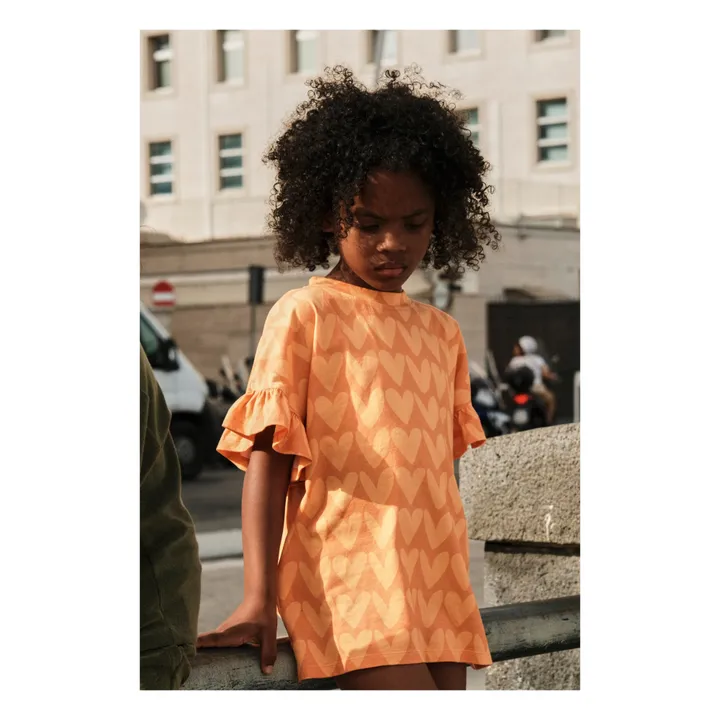 Robe Courte à Volant en Coton Bio | Orange- Image produit n°1