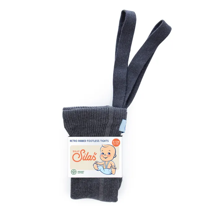 Collants à Bretelles Coton Bio Sans Pieds | Gris foncé- Image produit n°0
