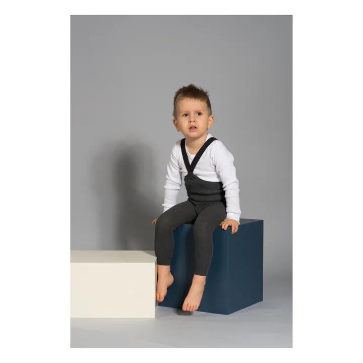 Collants à Bretelles Coton Bio Sans Pieds | Gris foncé- Image produit n°1