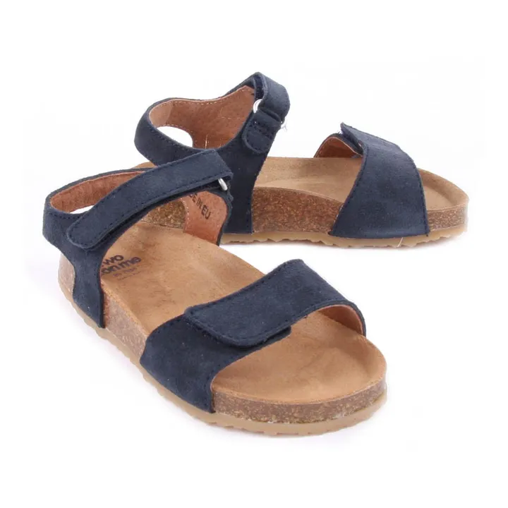TWO CON ME Sandalias Doble Velcro Ante | Azul Marino- Imagen del producto n°1