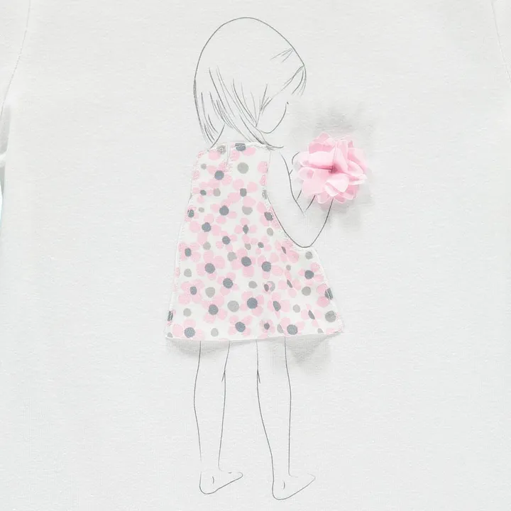 T-shirt Fillette Pompon | Rose- Image produit n°1